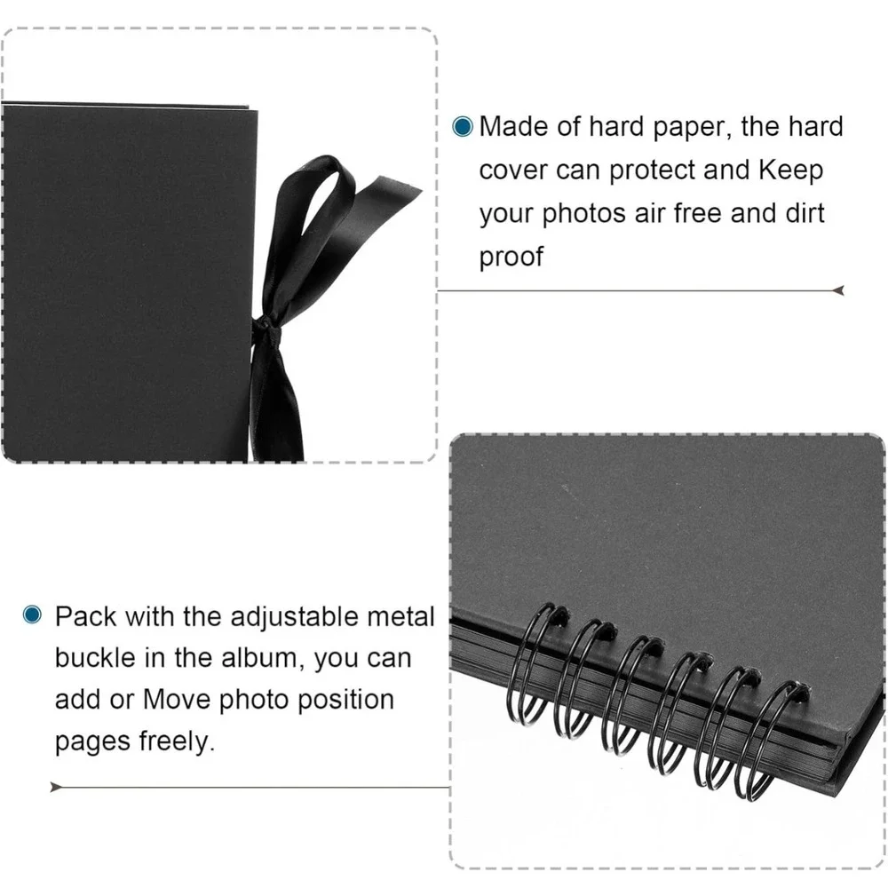 Scrapbook Album Sketch Horizontal Photo Album,with 40‎ Sheets Khaki Pages,Black